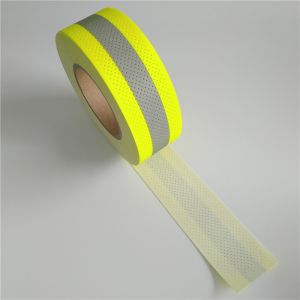 Warning Segmented Reflective Tape Sew On Yellow Silver Flame Retardant
