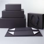 Foldable Sustainable Gift Box Packaging Black Paper Cardboard Magnetic Box Flat