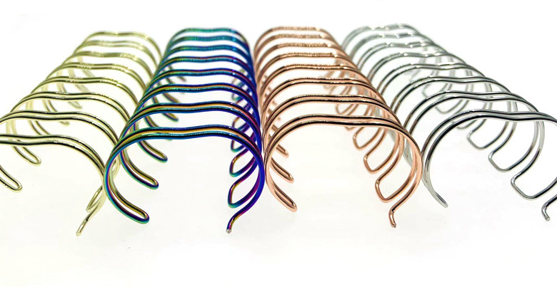 Gold Plated Double Loop 9.5 - 44MM Wire Spiral Coil For Notebook Binding