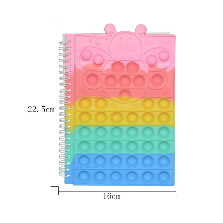 Silicone Bees Pop Cover Back To School Fidget Toy Notebook A5 Loose Spiral Bubbles