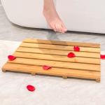 High Temperature Tolerance Bamboo Bath Mat , Wooden Bathroom Mat 22x15 Inches