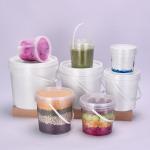 UMETASS 2L Clear Food Grade Plastic Bucket With Lid And Handle Leakproof PP
