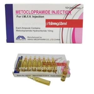 China Metoclopramide Injection 10mg/2ml 10's/box, the drug relief of symptoms associated with acute and so on, GMP factory