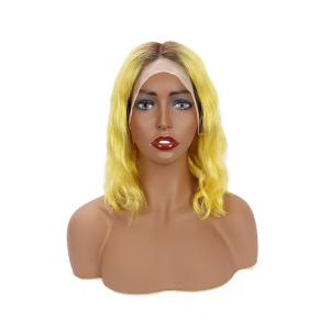 China Thick Lace Frontal Bob Wigs Human Hair 1b / Yellow Body Wave Wig factory