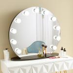 Silver Finishing Makeup Mirror With LED Light Luxury Gold Customizable