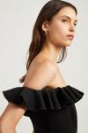 Fashion Black Off Shoulder Dress Sexy Ladies Ruffle