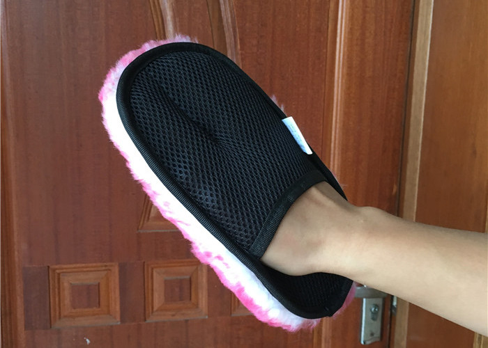 Short Wool Sheepskin Car Wash Mitt Soft With Single Sided Fur 24.5 X 19cm