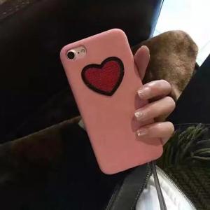 China Soft Fiber Handmade Love Shape Pasted Cell Phone Case Cover for iPhone 7 6s Plus factory