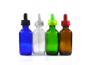 China Colorful Glass Dropper Bottles , 1 oz 2 oz 4 oz Boston Round Dropper Bottles factory