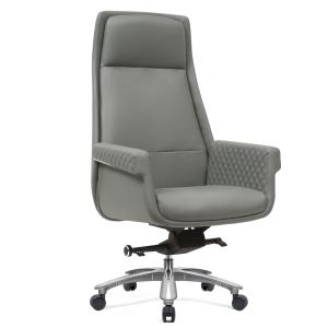China Gray PU Leather Revolving Chair Ergonomic Swivel Office Chair factory