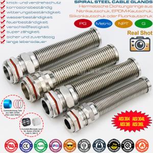 China IP68 Rated Spiral Metallic (Brass / Copper) Cable Gland with Flexible Kink &amp; Twist Protection factory