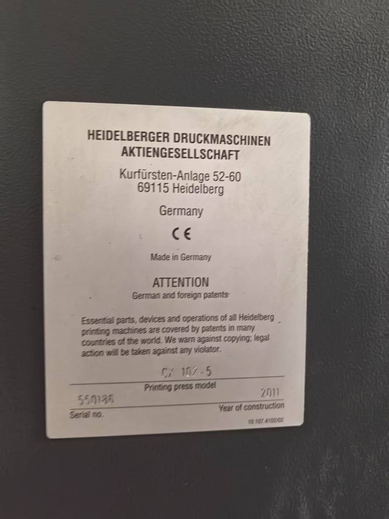 Used Heidelberg CX102-5 5-Color Offset Printing Machine
