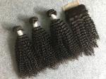 Safe Peruvian 8A Virgin Hair Kinky Curly Hair Bundles With 4x4 Kinky Curly