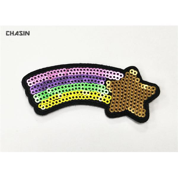 China Cute Rainbow Sequin Embroidery Patches Handmade 2" Tall No Minimum factory