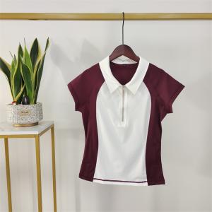 China Burgundy Women Horse Riding Polo Shirts Half Zipper Equestrian Base Layer factory