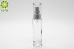 Clear Glass Foundation Bottle , Round Shape 30ml Empty Glass Pump Bottles