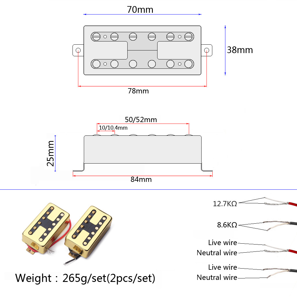 Double Coil Electric Guitar Pickups Chrome Gold Guitar Parts