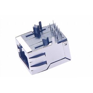 1X1 Tab Down Magnetic RJ45 Jack , Low Profile RJ45 PCB Connector L811-1X1T-03