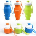 Silicone outdoor sports folding water bottle 530ml food grade silicone logo