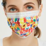 Non Woven Face Machine Party Cotton Masks Printed 3 Ply Mask disposable face