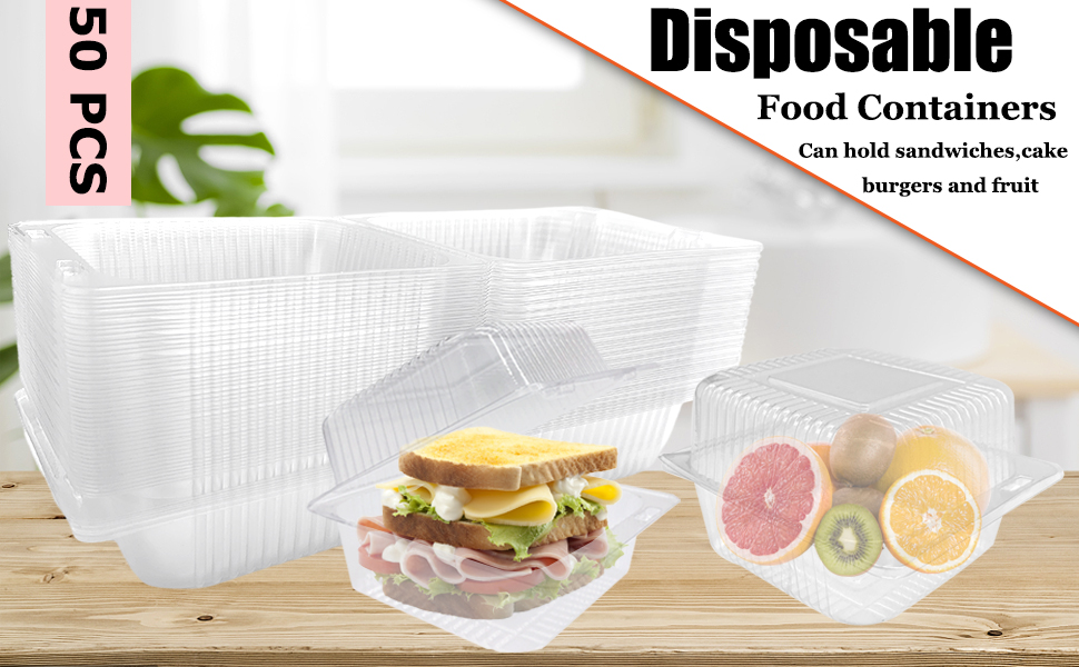 50 Pcs Clear Plastic Take Out Containers