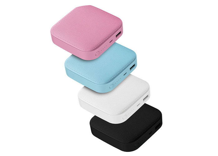 Leather Pattern Plastic Power Bank Square Shape High Charging Speed
