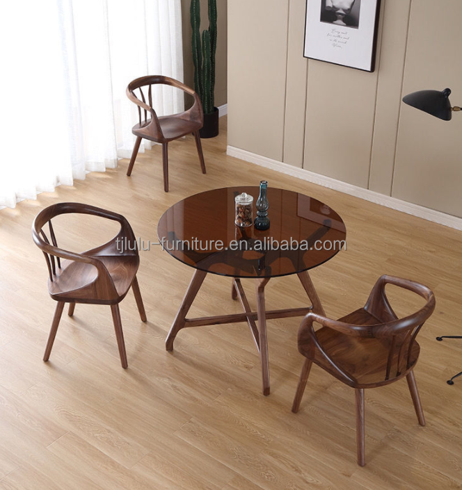 Black Walnut Luxury Dining Chair Solid Wood Back Chair Modern Nordic Leisure Dinning Chair for Elegant Dining Experience