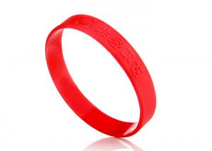 China Breast cancer silicone bracelets embossed red color adult 202*12*2mm on sale
