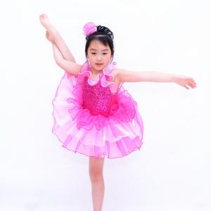 China Children Ballet Dancewear Ruffle Tiered Bubble Skirt Back Waist factory