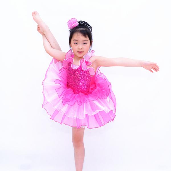 Children Ballet Dancewear Ruffle Tiered Bubble Skirt Back Waist
