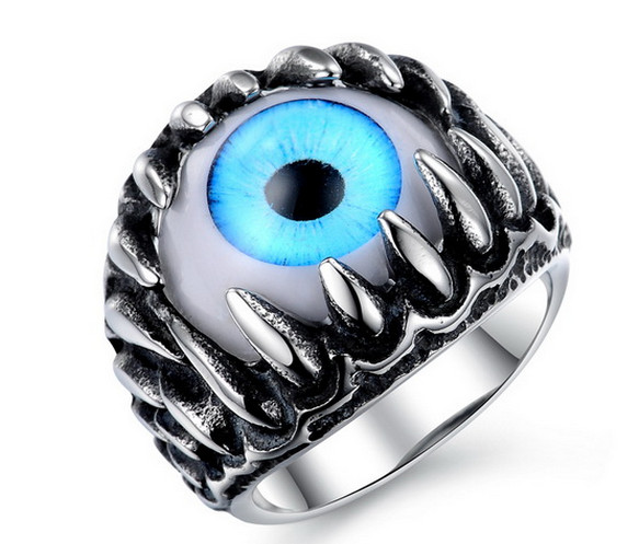China Domineering personality exaggerated eye paragraph titanium steel casting ring factory
