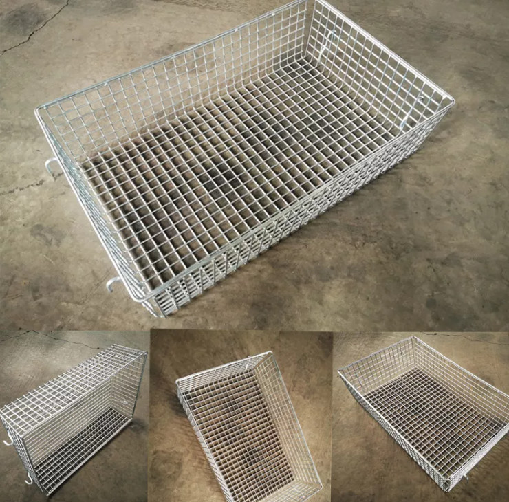 Silver Heavy Duty 800kg Mesh Storage Baskets Stackable Wire