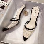 6111-3 Korean Fashion Pointed Shallow Mouth Transparent High Heels Sexy