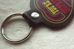 Key Shaped Souvenir Brown Leather Keyring Chain , Custom Colorful Printing Logo