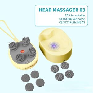 Waterproof Non Slip Silicone Head Scalp Massager Portable Electric Head And