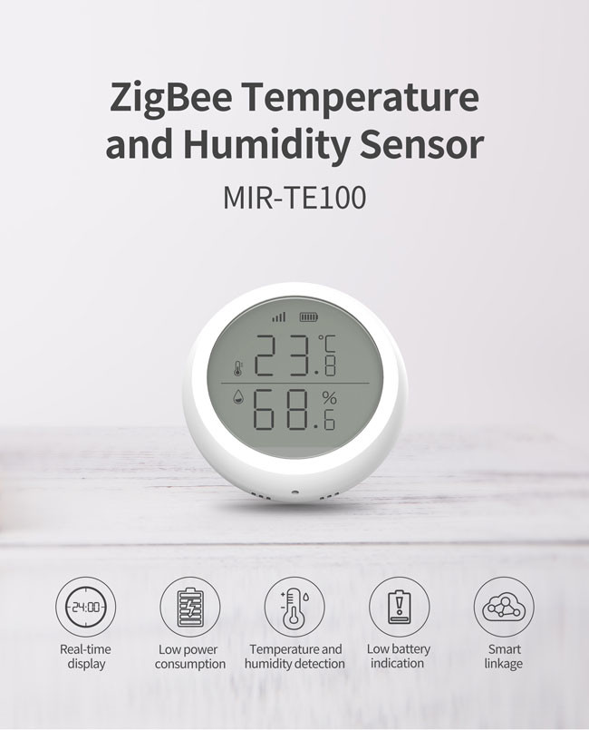 LCD Screen Zigbee Temperature Humidity Sensor 2.6V Tuya Zigbee Thermometer