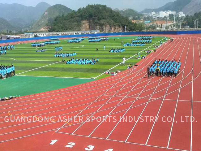 UV Resistant Red Tartan Running Track PU Material Athletics Use