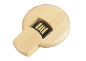 China Round Plate Shape Bamboo Usb Flash Drive With 1g To 256g Storage Capacity factory