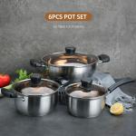 Amazon TOP Seller 6 PCS Flat Bottom Cooking Pot Sets Sauce Pan Soup Pot Frying