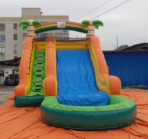 China 0.55mm PVC Commercial Inflatable Water Slides Palm Trees factory