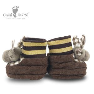 China ODM OEM Custom Cartoon Winter Infant Shoes Animal Deer Baby Comfortable Knitted Newborn Warm Shoes factory