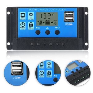 Auto PWM Solar Panel Controller 12v 24v 10a 20a 30Amp With LCD Display Dual USB