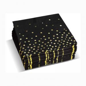 China Recyclable Black Gold Foil Paper Napkin , Biodegradable Paper Dinner Napkins on sale