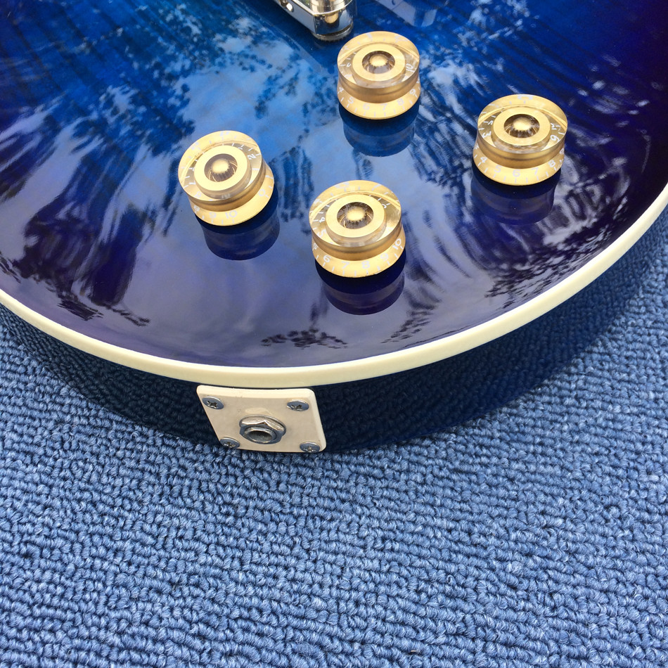 Blueberry Electric guitar , Flame maple top, TonePros bridge, Fred edge Cream binding, free shipping