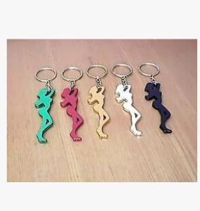 China New creative gift product metal beauty bottle opener keychain keyrings factory