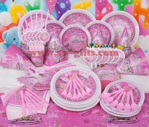 China Fantasy girl theme kids disposable paper cups + plates party pack birthday Party Decoration Set party supplies factory