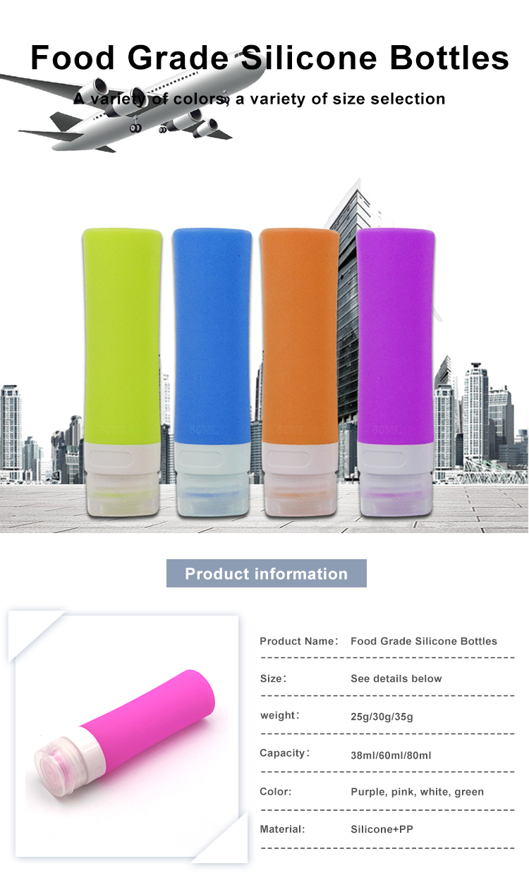 Odorless 38ml 60ml 80ml Silicone Travel Shampoo Bottles