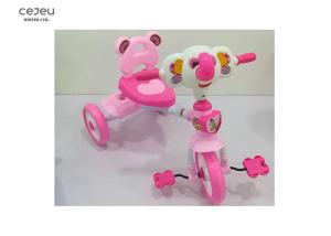 China Age 3 Kid Riding Tricycle Loaded 25kg Pink Plastic Trike With Flashing Pedal factory