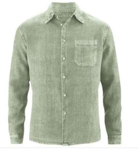 China Blank Hemp Long Sleeve Shirts , Mens Slim Fit Casual Shirts Turn Down Collar factory