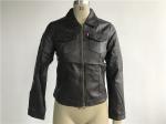 Levis Dark Brown Ladies' Pleather Biker Jacket With Plastic Zip Polo Collar